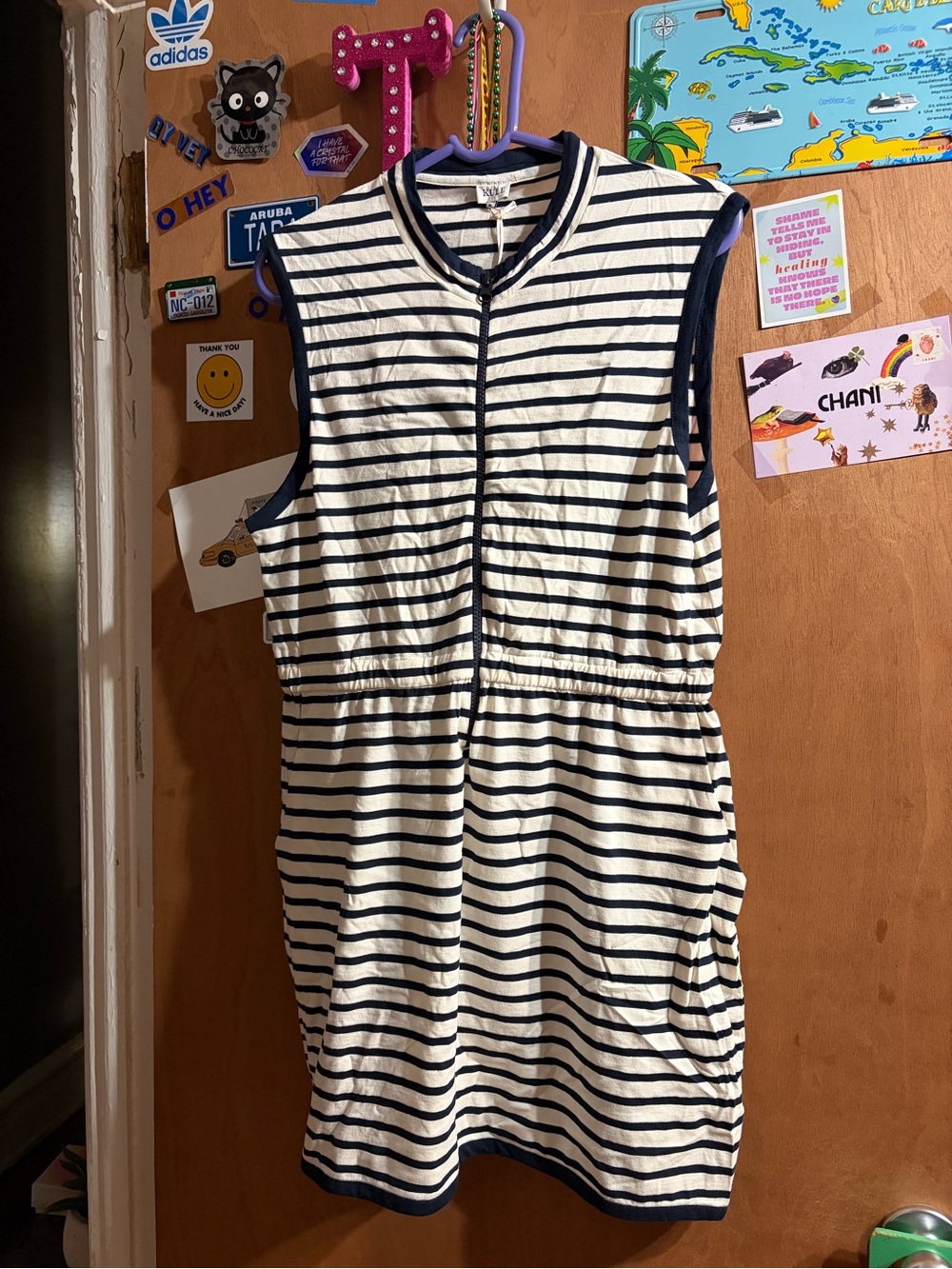 KULE Striped Sleeveless Mini Dress in Navy and Cream